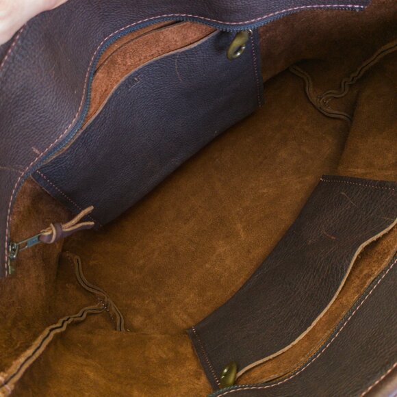 GFG Large Avery Tote Deluxe — Mocha Full-Grain Leather, Zipper Top, Rare Version - Picture 9 of 14